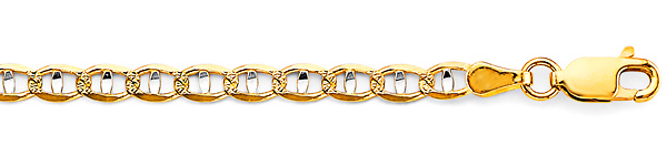 4.2mm 14K Yellow Gold Solid Concave Diamond-Cut Mariner Chain Bracelet - Light 7.5in Slide 1
