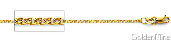 1.5mm Solid 14K Yellow Gold Flat Open Spiga Wheat Chain Necklace 16-22in Slide 1