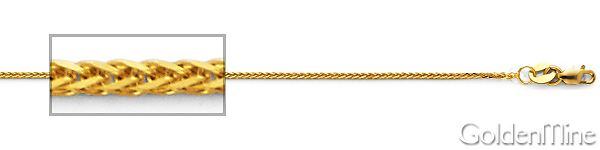 0.8mm Solid 14K Yellow Gold Square Braided Spiga Wheat Chain Necklace 16-22in Slide 1