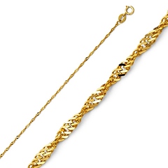 1.2mm 14K Yellow Gold Solid Singapore Chain Necklace 16-22in
