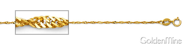 0.9mm 14K Yellow Gold Solid Singapore Chain Necklace 16-20in Slide 1