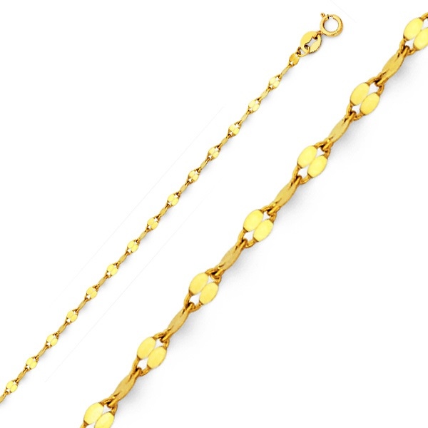 2mm Solid 14K Yellow Gold Flat Mirror Link Chain Necklace 16-20in Slide 0