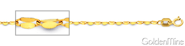 1.7mm Solid 14K Yellow Gold Curved Mirror Link Chain Necklace 16-20in Slide 1