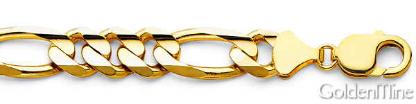 Men's 11mm 14K Yellow Gold Figaro Link Chain Bracelet 8.5in Slide 1