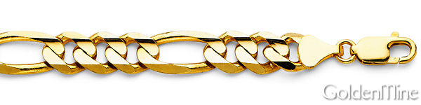 8.5mm 14K Yellow Gold Men's Figaro Link Chain Bracelet 8.5in Slide 1