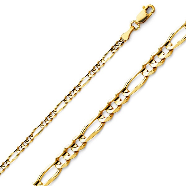 3mm 14K Yellow Gold Figaro Link Chain Bracelet 7in Slide 0