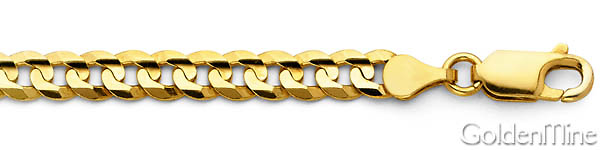 7mm 14K Yellow Gold Men's Concave Curb Cuban Link Chain Bracelet 8.5in Slide 1