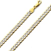 6mm 14K Two-Tone Gold Solid Men's White Pave Curb Cuban Link Chain Necklace 20-26in thumb 0