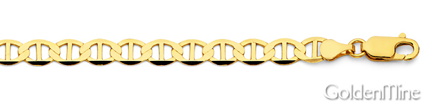 5.5mm 14K Yellow Gold Men's Flat Mariner Chain Bracelet 7.5in Slide 1