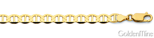 4.5mm 14K Yellow Gold Men's Flat Mariner Link Chain Bracelet 7.5in Slide 1