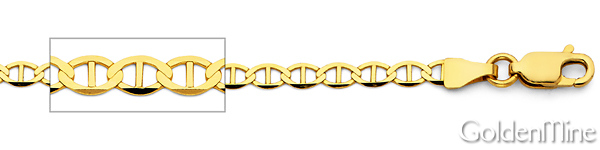 3.5mm 14K Yellow Gold Flat Mariner Link Chain Bracelet 7in Slide 1