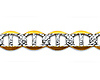 5.5mm 14K Two-Tone Gold Solid Men's White Pave Flat Mariner Chain Necklace 20-24in thumb 1