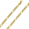 4.5mm 14K Gold Yellow Solid Pave Figaro Link Chain Necklace 18-24in thumb 0