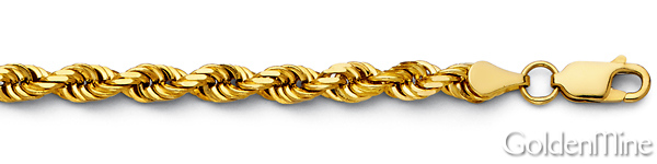 5mm 14K Yellow Gold Men's Diamond-Cut Rope Chain Bracelet 8.5in Slide 1