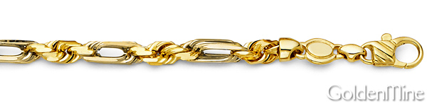 5mm 14K Yellow Gold Men's Diamond-Cut Milano Rope Chain Bracelet 8.5in Slide 1