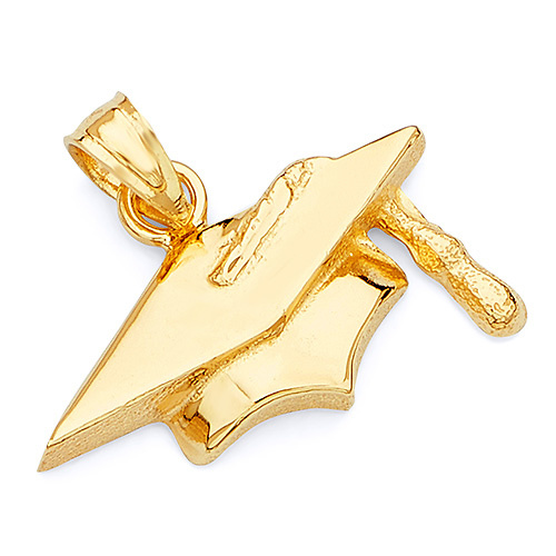 Graduation Cap Charm Pendant in 14K Yellow Gold - Mini Slide 0