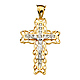 Extra Large Open Ivy CZ Crucifix Pendant in 14K Two-Tone Gold 62mmH thumb 1