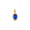 Mini Halo Birthstone Oval Solitaire CZ Pendant in 14K Yellow Gold thumb 0