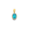 Mini Halo Birthstone Oval Solitaire CZ Pendant in 14K Yellow Gold thumb 0