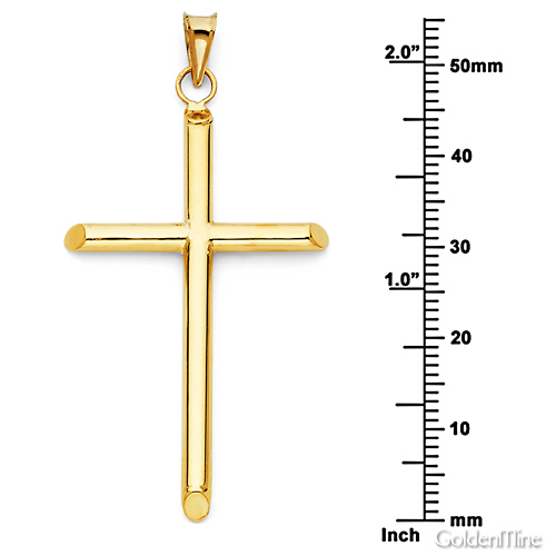 Extra Large Rod Cross Pendant in 14K Yellow Gold - Classic Slide 1