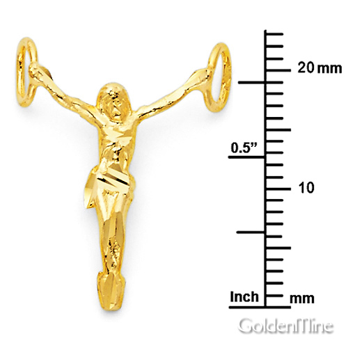 Petite Floating Jesus Body Crucifix Pendant in 14K Yellow Gold Slide 1