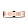 6mm Flat Satin Grooved Lucent Beveled Wedding Band by Benchmark Rings in 14K Rose Gold thumb 1