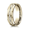 6mm Polished Striped Beveled Benchmark Wedding Band in 14K Yellow Gold thumb 0