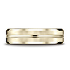 6mm Polished Striped Beveled Benchmark Wedding Band in 14K Yellow Gold thumb 1