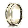 8mm 14K Yellow Gold Parallel Grooves Benchmark Wedding Band thumb 0