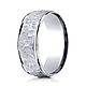8mm 14K White Gold High Polish Hammered Benchmark Wedding Band thumb 1