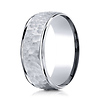 8mm 14K White Gold High Polish Hammered Benchmark Wedding Band thumb 0