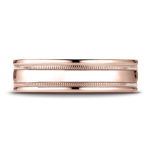 6mm 14K Rose Gold Polished Milgrain  Carved Benchmark Wedding Band Slide 1