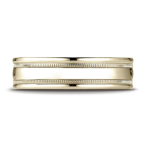 6mm 14K Yellow Gold Polished Milgrain  Carved Benchmark Wedding Band Slide 1