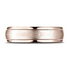 6mm Textured Center Polished Rimmed Wedding Band by Benchmark Rings in 14K Rose Gold thumb 1