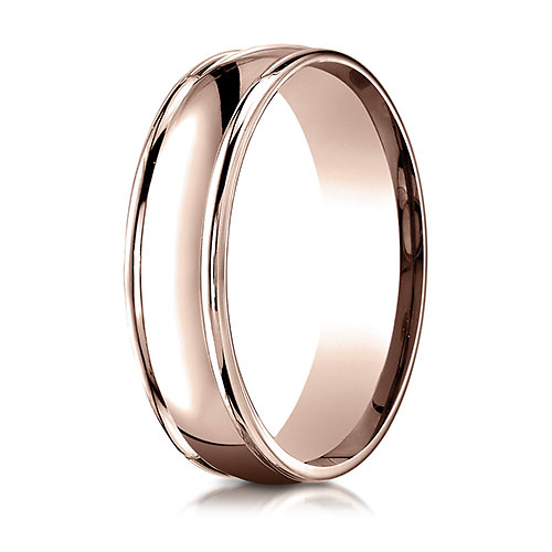 6mm Concave Low Domed Comfort-Fit Wedding Band by Benchmark Rings - Solid 14K Rose Gold Slide 0