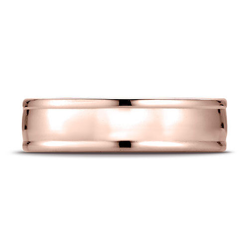 6mm Concave Low Domed Comfort-Fit Wedding Band by Benchmark Rings - Solid 14K Rose Gold Slide 1