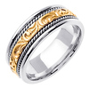 14K Two Tone Gold Ivy Carved Wedding Band thumb 1