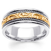 14K Two Tone Gold Ivy Carved Wedding Band thumb 0