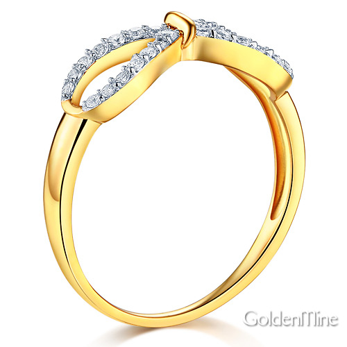Flourish Round Cubic Zirconia Infinity Ring in Two-Tone 14K Yellow Gold - Women Slide 1