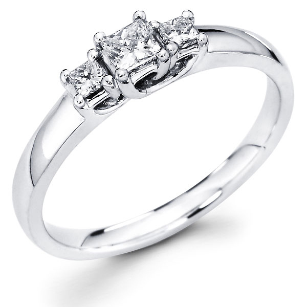 Three Stone Princess Diamond Trellis Engagement Ring (0.33 ctw) Slide 0