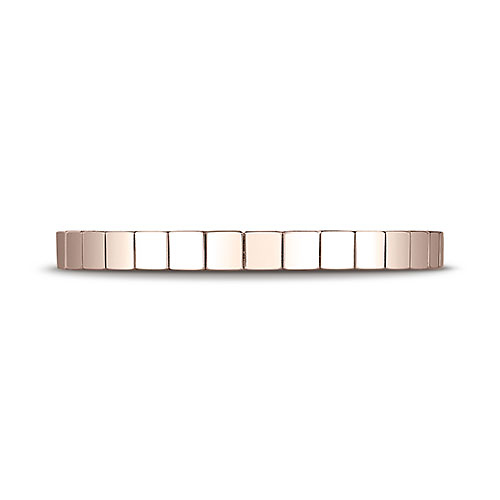 2mm Checkered Row Wedding Band by Benchmark Rings in 14K Rose Gold Slide 1