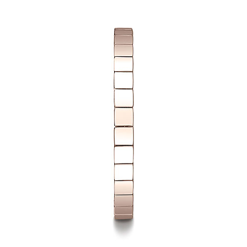 2mm Checkered Row Wedding Band by Benchmark Rings in 14K Rose Gold Slide 2