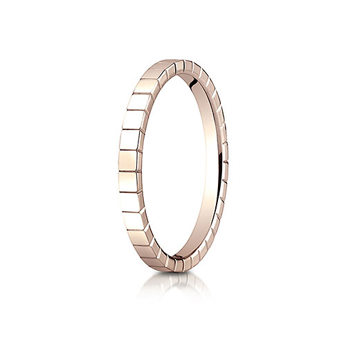 2mm Checkered Row Wedding Band by Benchmark Rings in 14K Rose Gold Slide 0