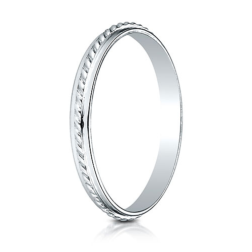 2mm 14K White Gold Braided Cord Ring Wedding Band Slide 1