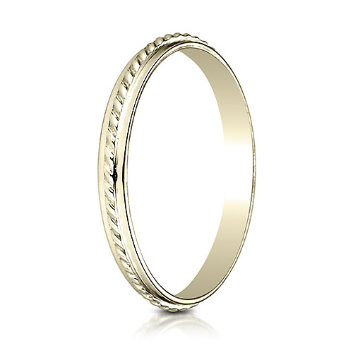2mm 14K Yellow Gold Braided Cord Ring Wedding Band Slide 1